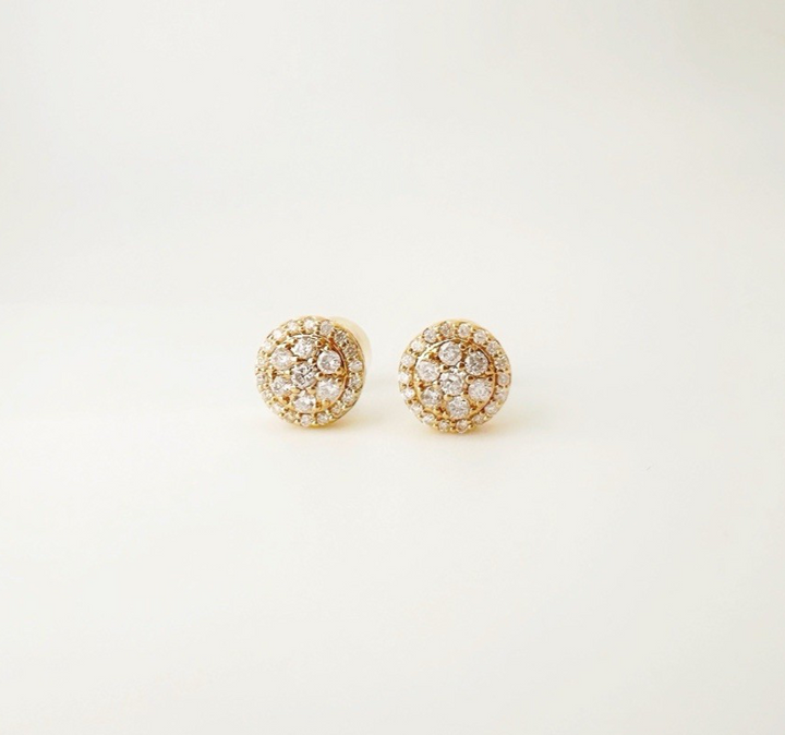 18K Solid Gold Natural Diamond Round Cluster Stud Earrings: D-F VS Diamonds0