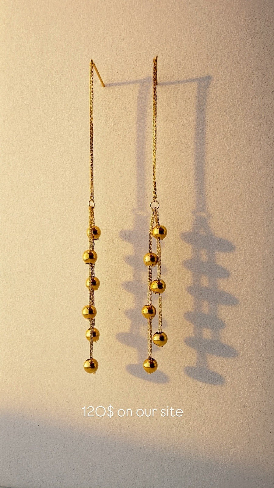 18K Real Gold Dangle Drop Station Balls Earrings8