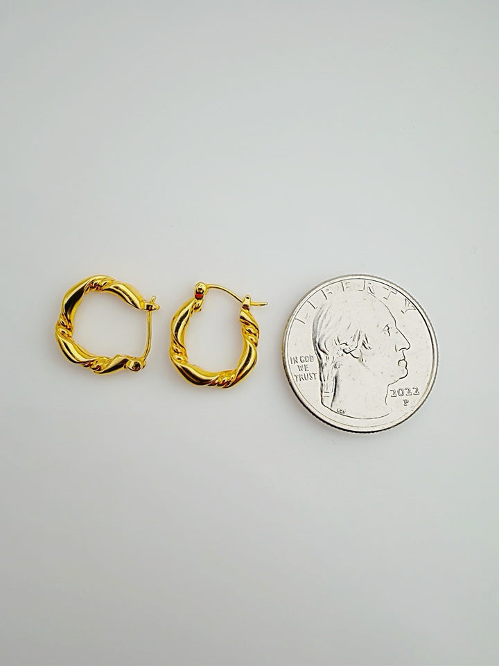 18K Real Gold Hoop Earrings Twist Design 14.7mm Real Gold Hoops Everyday6