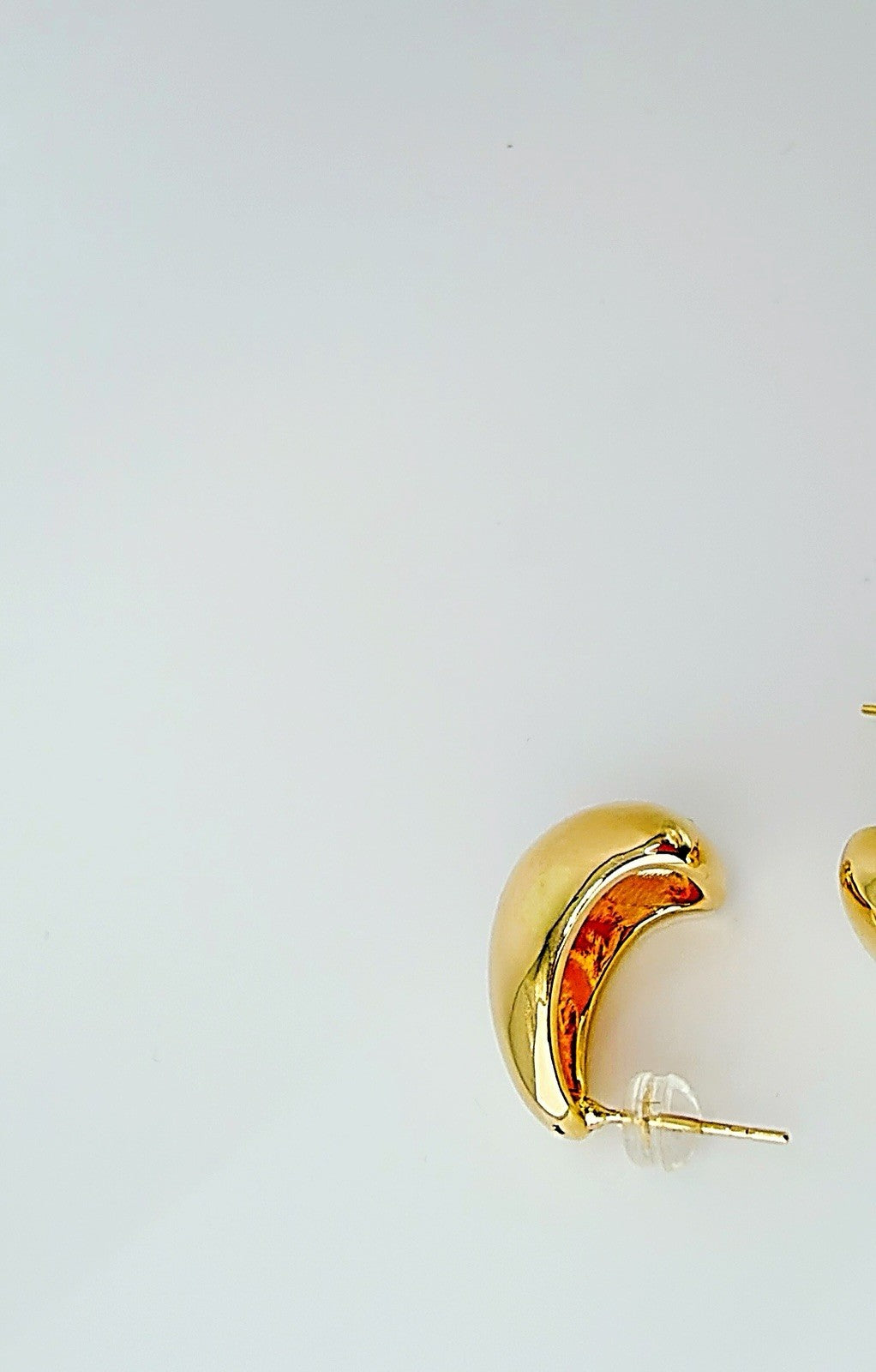 18K Real Gold Half Dome Pillow Stud Earrings Real Gold Rounded Studs Everyday7