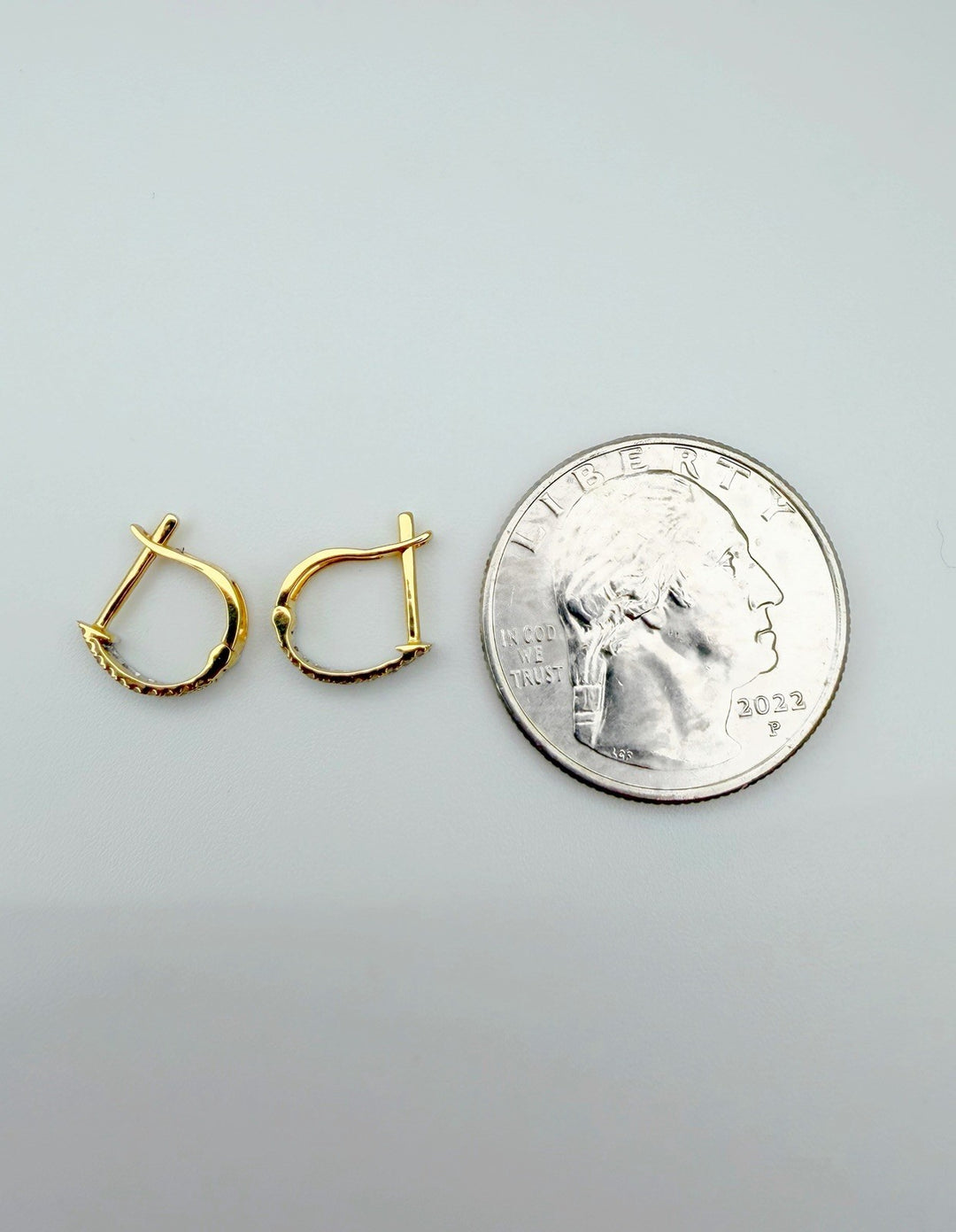 18K Gold Diamond Huggie Earrings 9.2mm : Two-Tone Minimalist Fine Jewelry6
