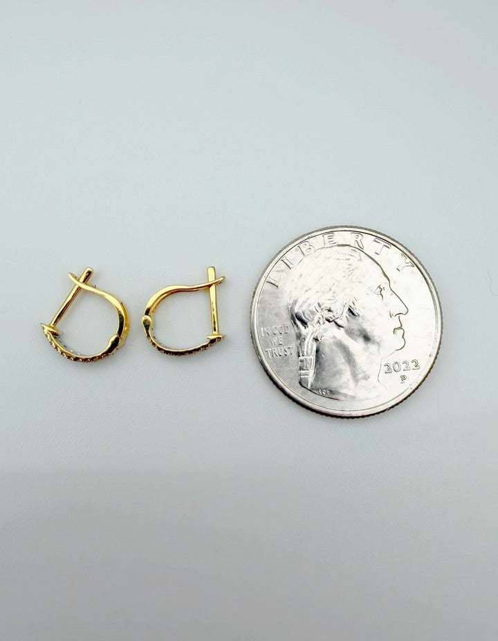18K Gold Diamond Huggie Earrings 9.2mm : Two-Tone Minimalist Fine Jewelry6