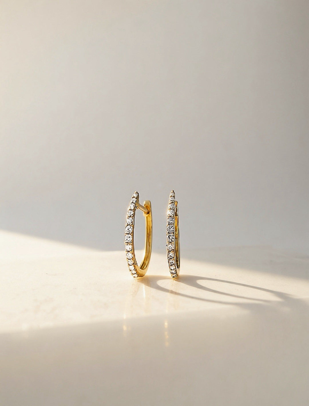 18K Solid Gold Diamond Hoop Earrings 12mm  Huggies VS Natural Yellow Gold11