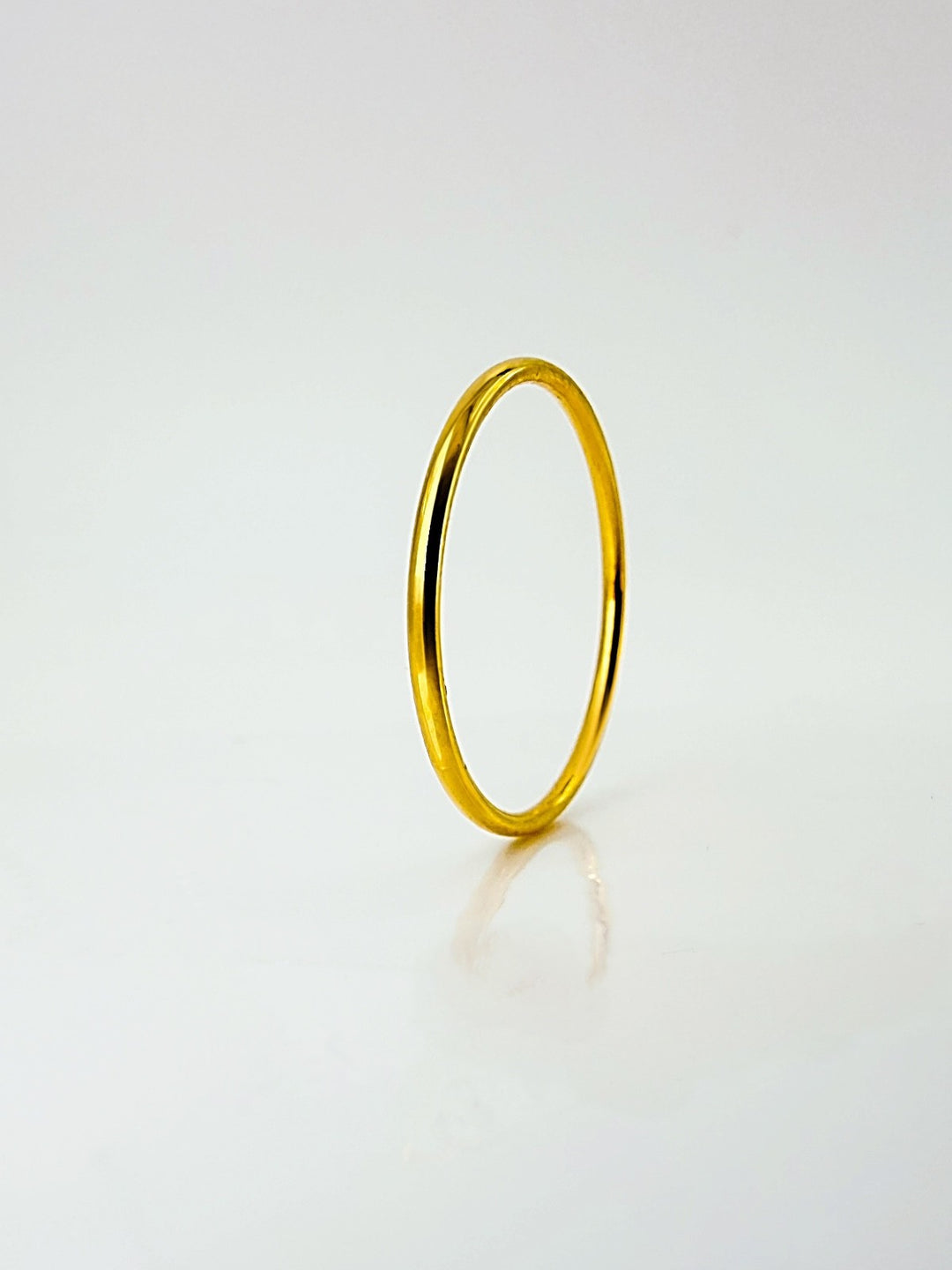 18K Real  Gold Ring Plain Thin Band size 6 , lightweight hollow , stackable1