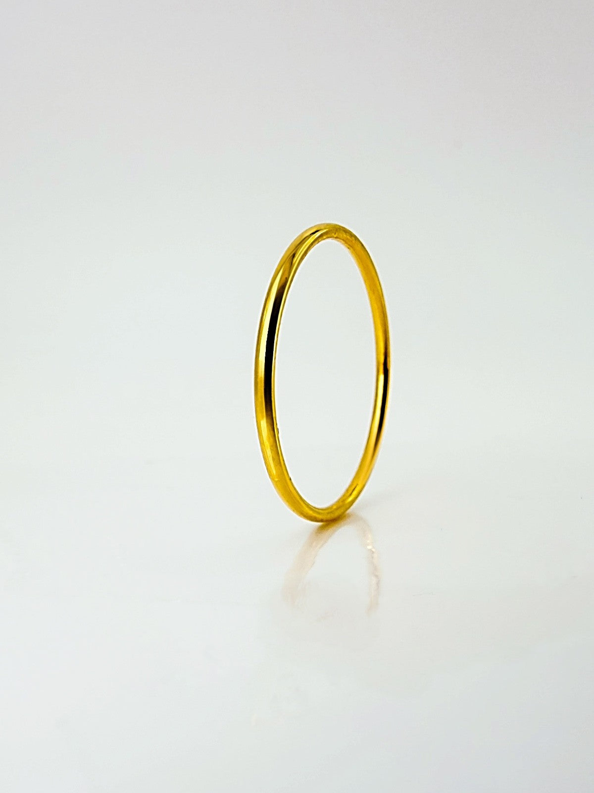 18K Real  Gold Ring Plain Thin Band size 6 , lightweight hollow , stackable1