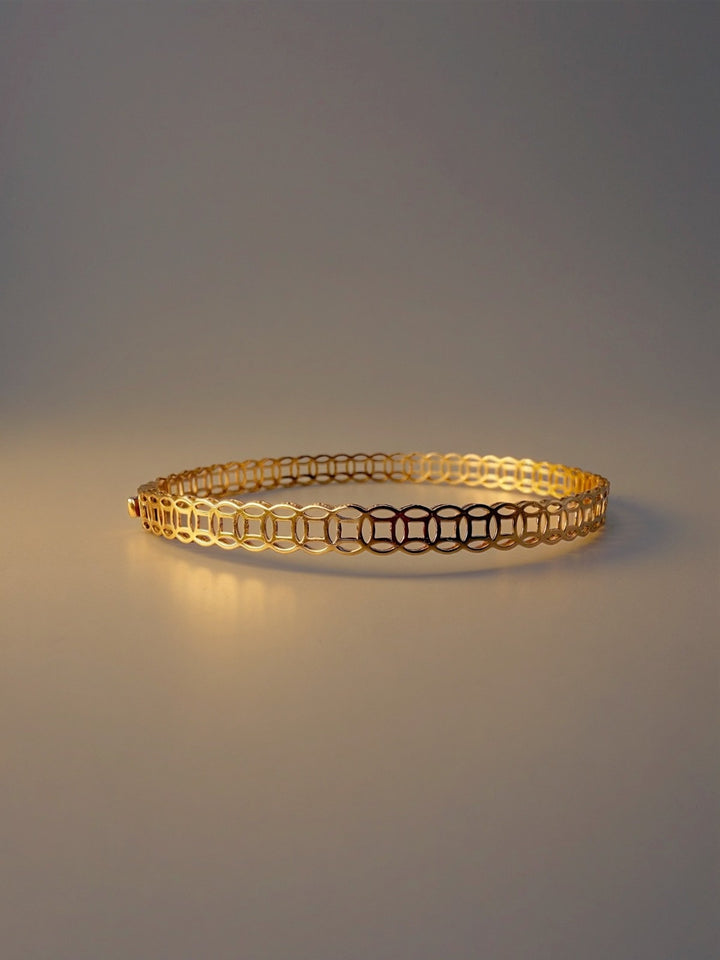 18K Solid Gold Money Catcher Bangle size 171