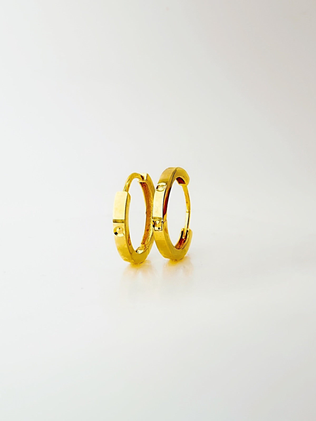 18K Solid Gold Hoop Earrings Huggies Hoops 12mm Minimalist Everyday Gold Jewelry2