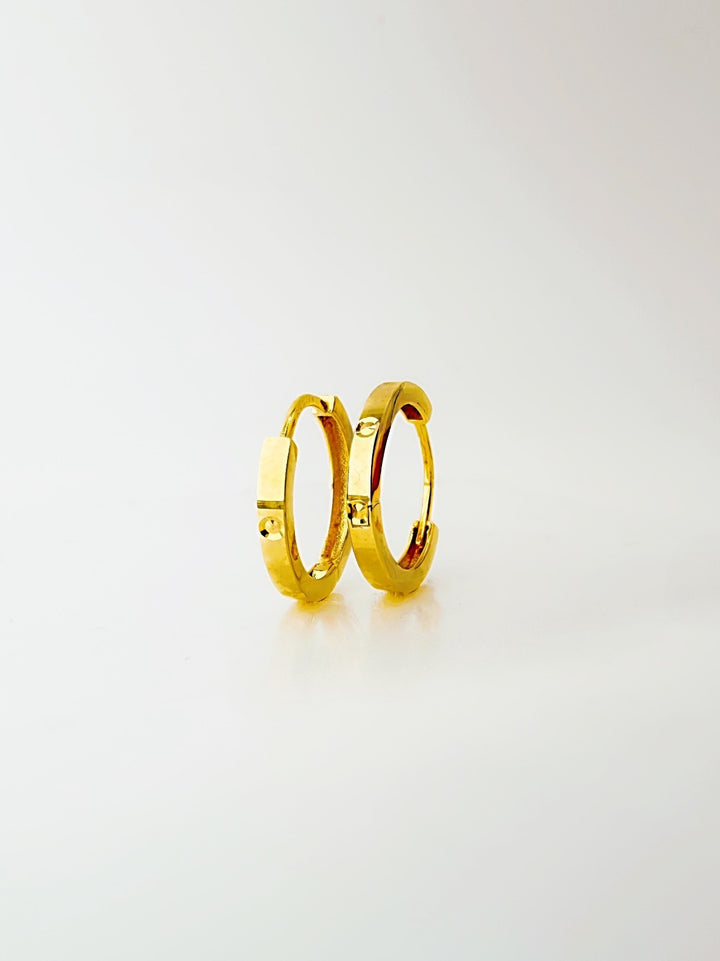 18K Solid Gold Hoop Earrings Huggies Hoops 12mm Minimalist Everyday Gold Jewelry2