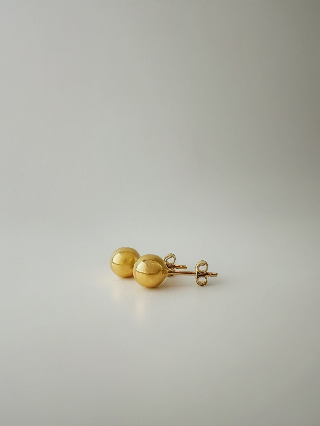 18K Real Gold Ball Round Stud Earrings Fine JEWELRY4