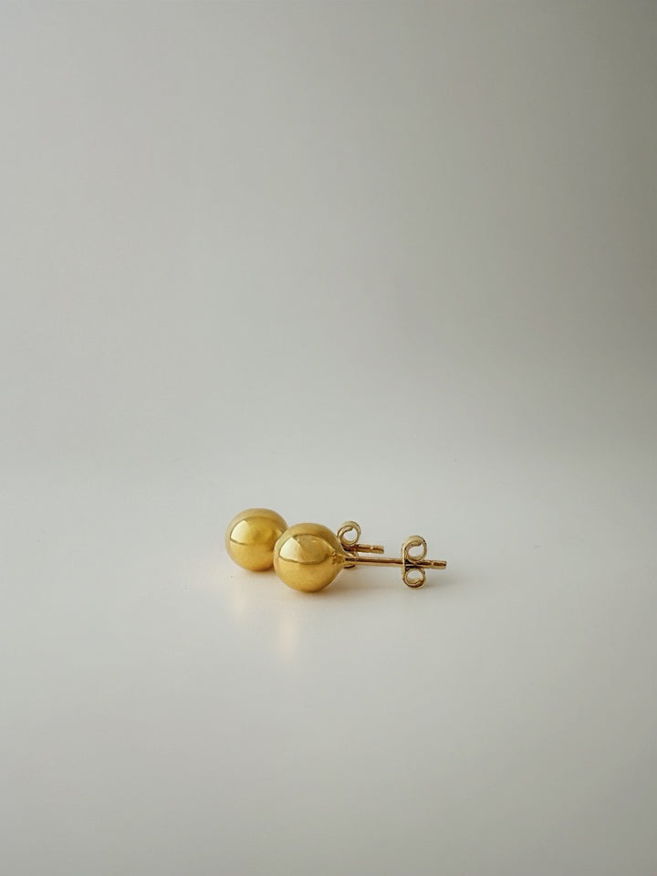 18K Real Gold Ball Round Stud Earrings Fine JEWELRY4
