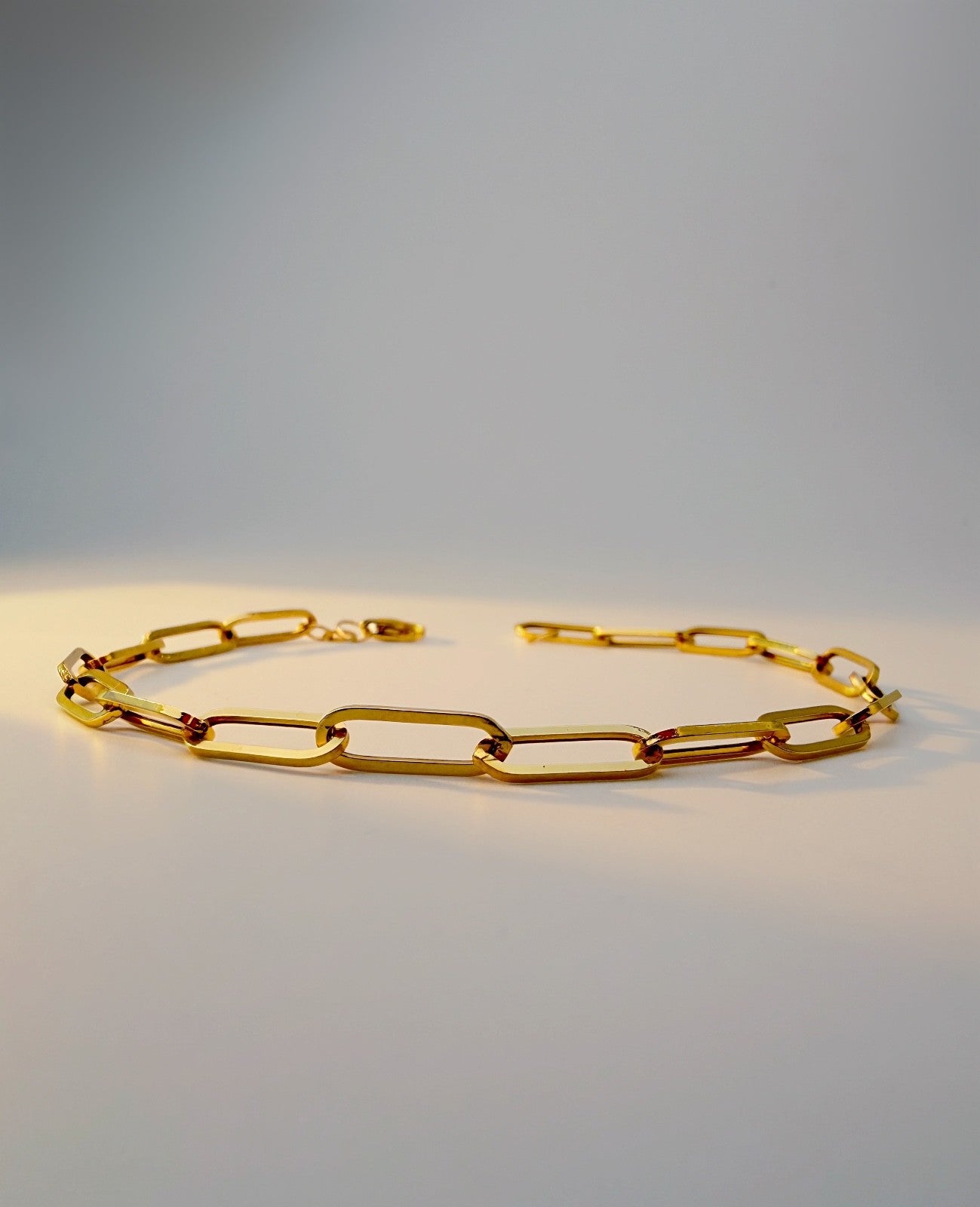 18K Solid Gold Paperclip Bracelet Size 7.5"1
