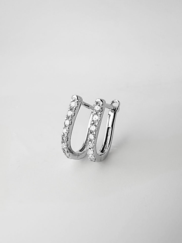 18K Solid Gold Natural  Diamond U Hoop Earrings VS Clarity Minimalist1