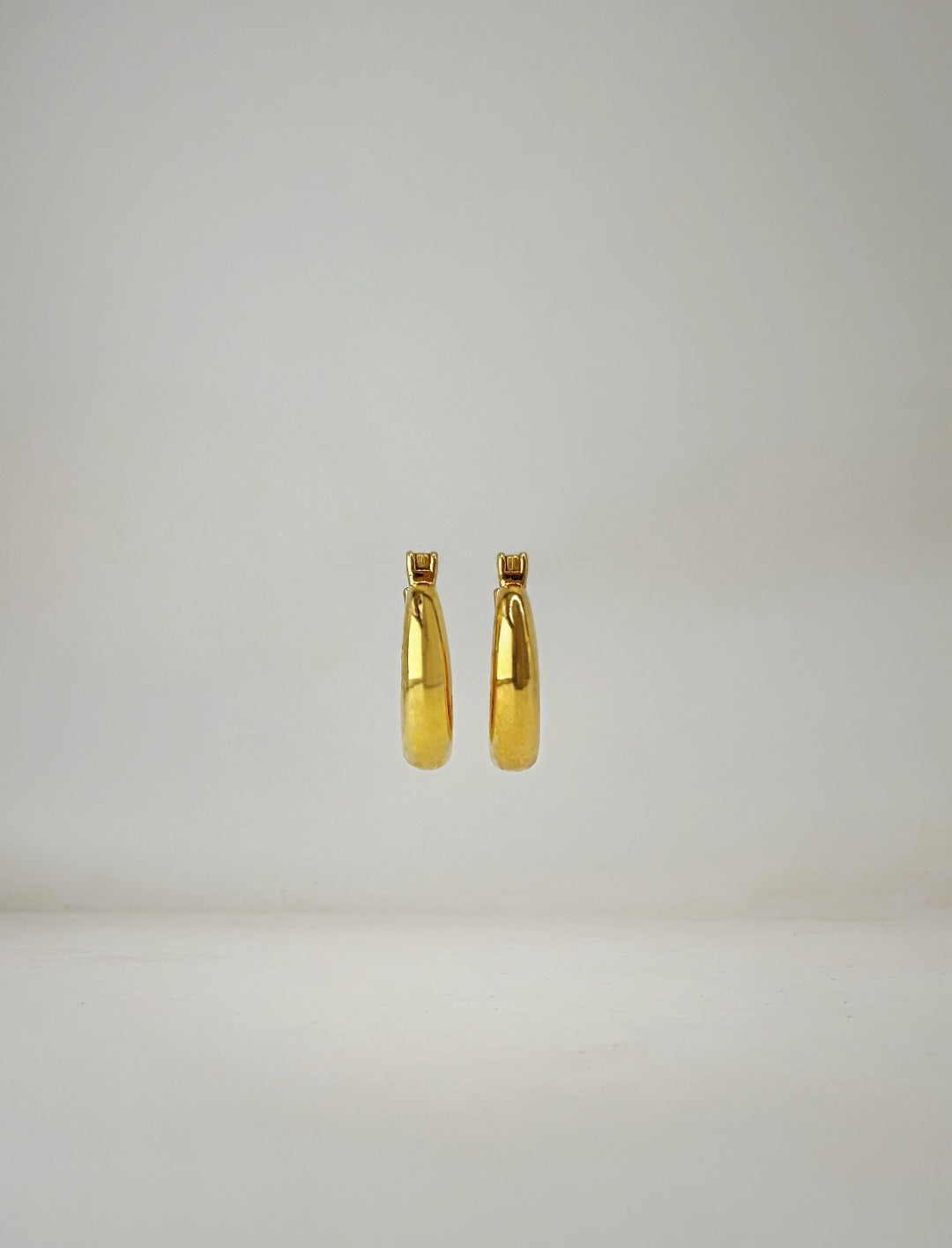 18K Real Gold Dome Hoop Earrings 15mm Lightweight Gift4