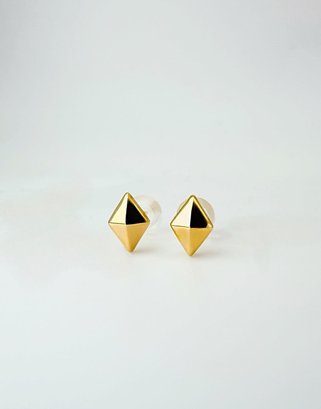 18K Solid Gold  Mini Diamond Shaped Stud Earrings | Minimalist Everyday Jewelry1