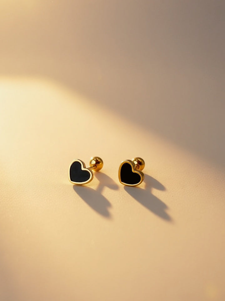 18K Solid Gold Heart Mini Stud Earrings 5mm Screw Back Real Gold 0.84g1