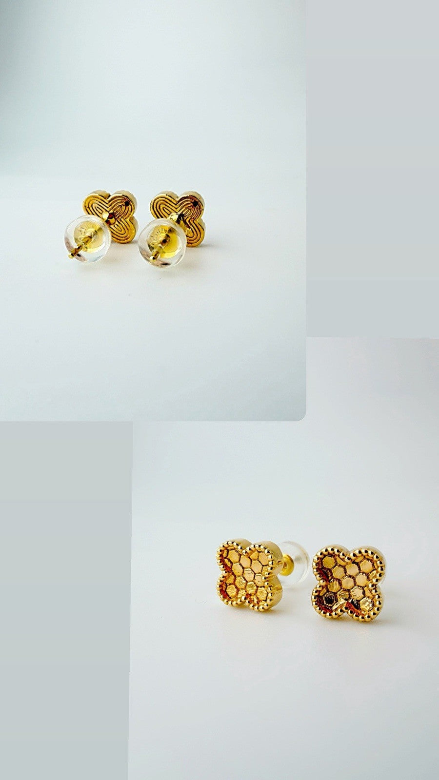 18K Solid Gold Clover Flower Stud Earrings | Minimalist Everyday Jewelry6