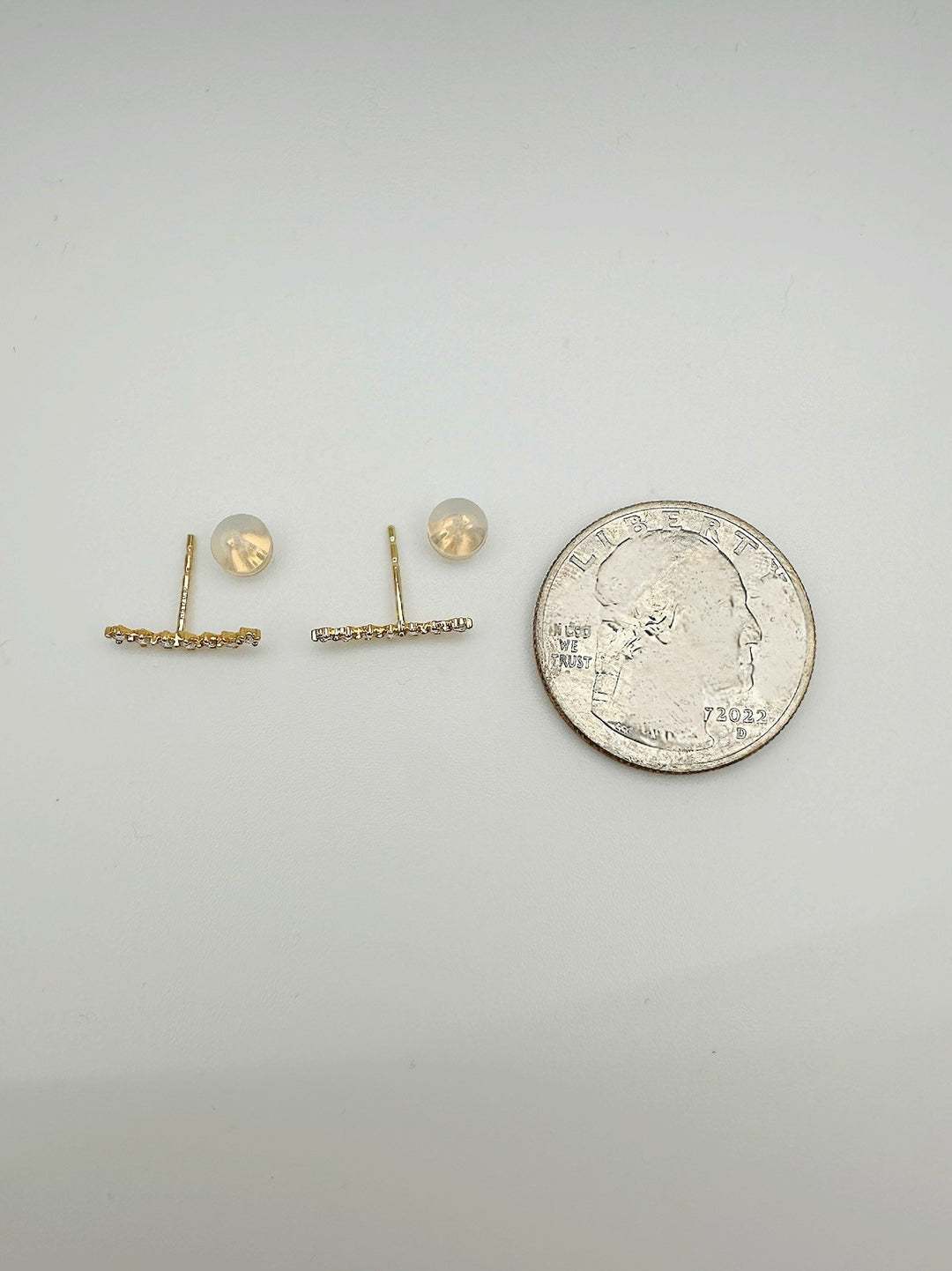 18K Solid Gold Diamond Climber Stud Earrings 0.20ct Dainty Gift4