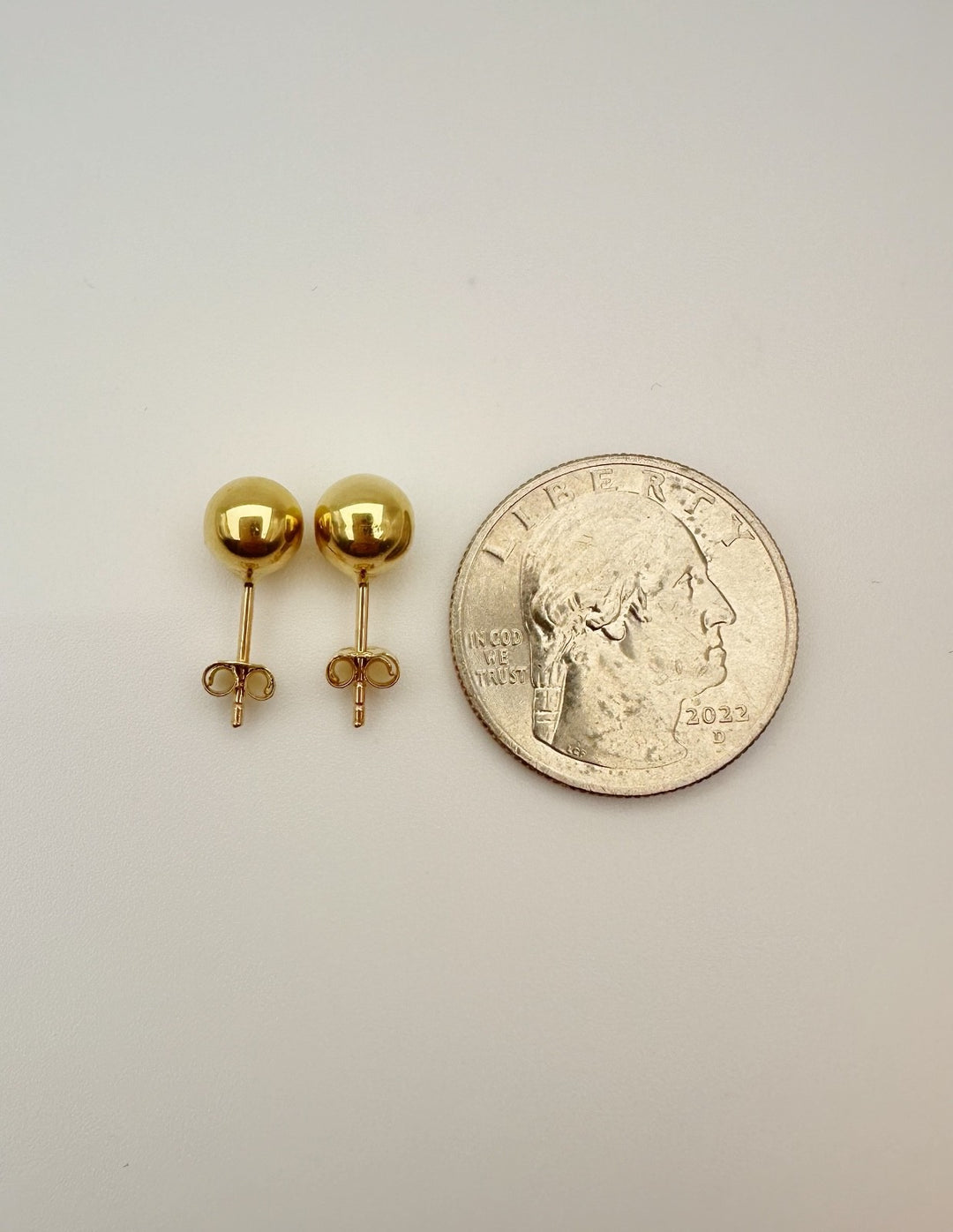 18K Real Gold Ball Round Stud Earrings Fine JEWELRY2