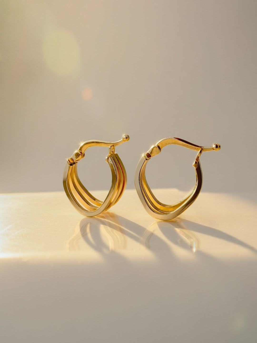 18k Gold Triple Row Huggies Hoop Earrings Minimalist Dainty Everyday Luxury4