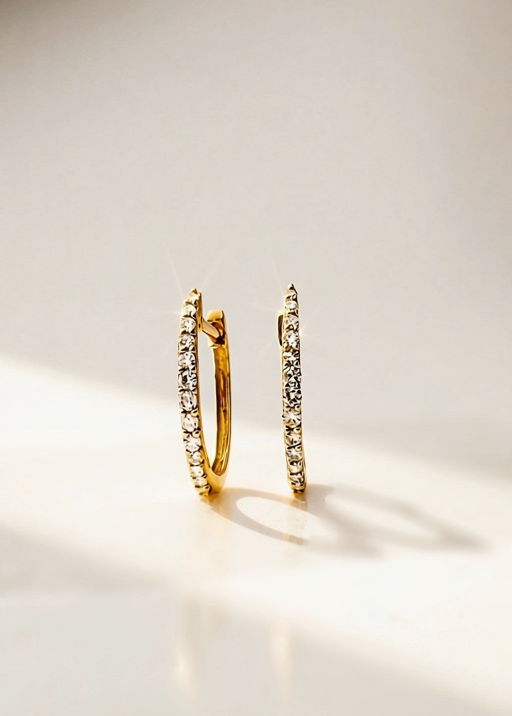 18K Solid Gold Diamond Hoop Earrings 12mm  Huggies VS Natural Yellow Gold10