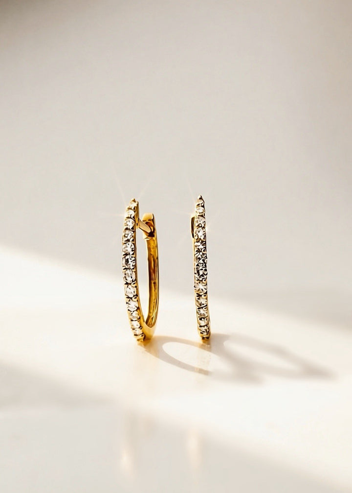 18K Solid Gold Diamond Hoop Earrings 12mm  Huggies VS Natural Yellow Gold10