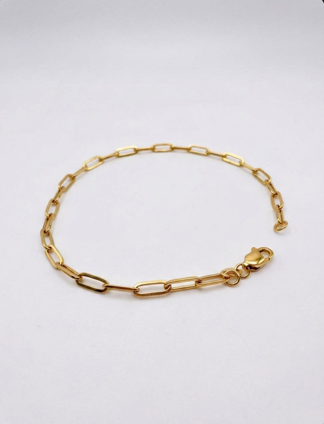 18K Real Gold Paperclip Bracelet Size 7.5 Minimalist Dainty Jewelry0