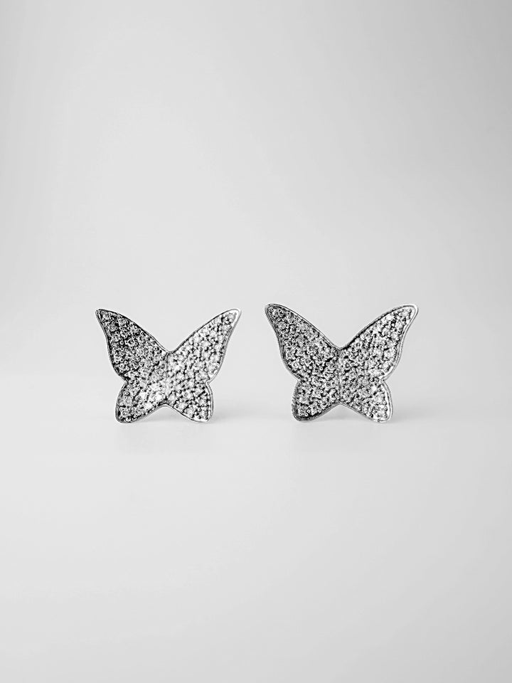 18K Solid Gold Butterfly Natural Diamond Stud Earrings 0.30 VS. Dainty3