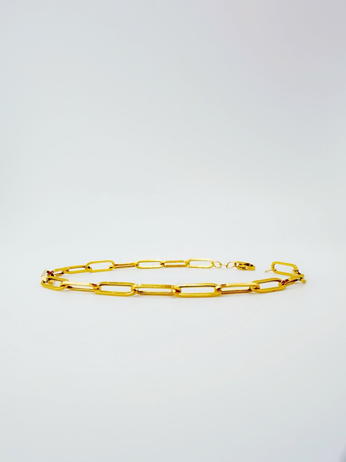 18K Solid Gold Paperclip Bracelet Size 7.5"0