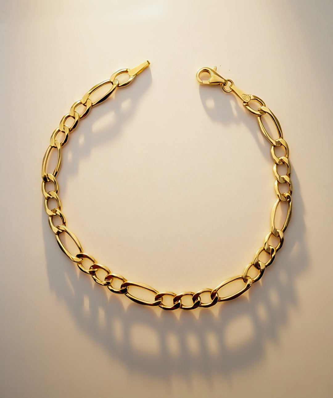 18K Real Gold Figaro Chain Bracelet Stacking Jewelry2