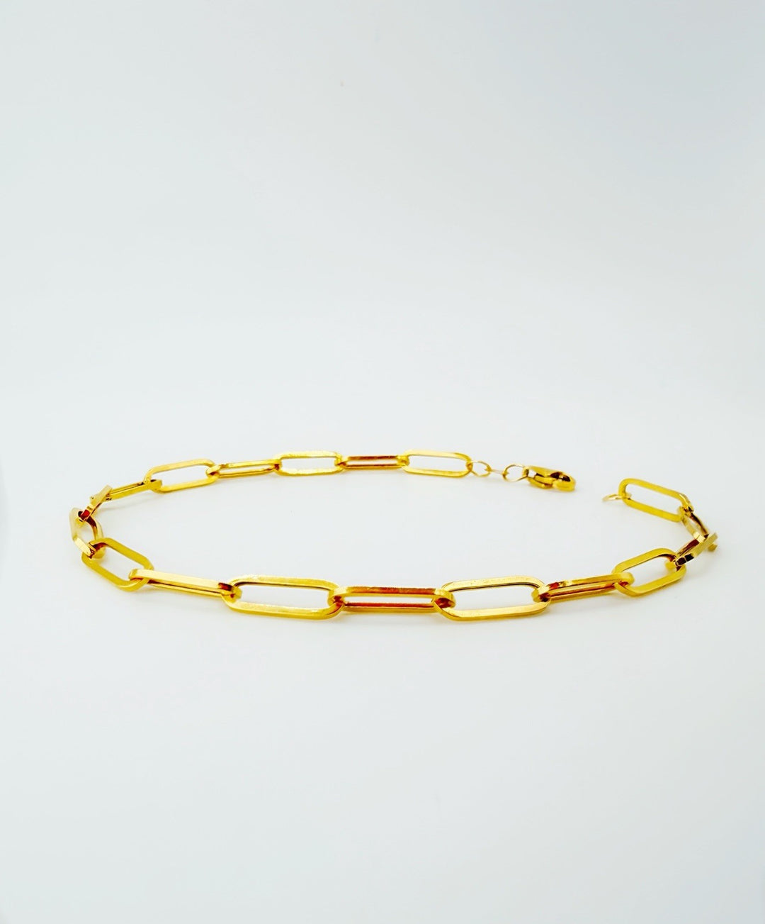 18K Solid Gold Paperclip Bracelet Size 7.5"3