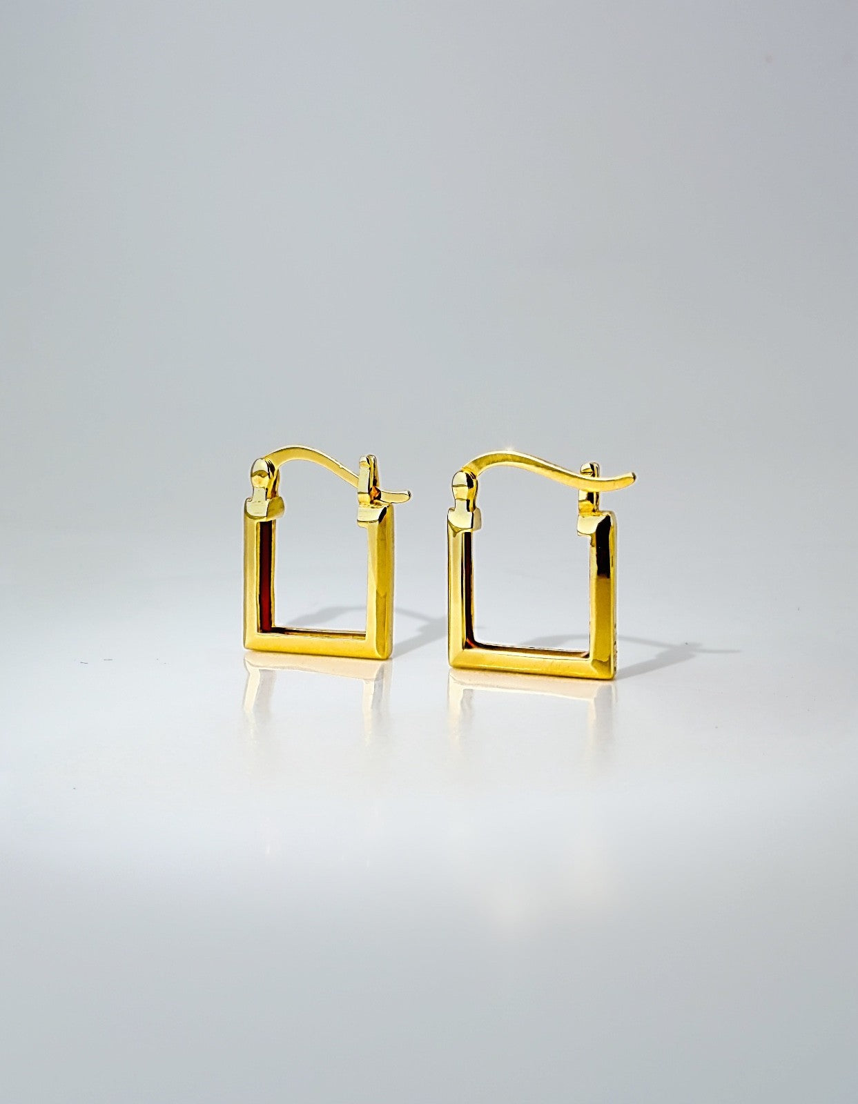 18K Solid Gold Huggies Square Hoop Earrings 12 mm Real Gold Small Hoops Everyday1