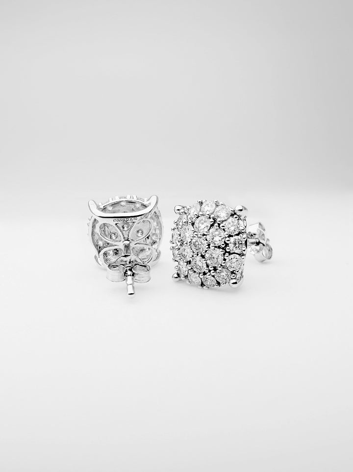 18K Solid Gold  Natural Diamond Cluster Stud Earrings 0.80ct2