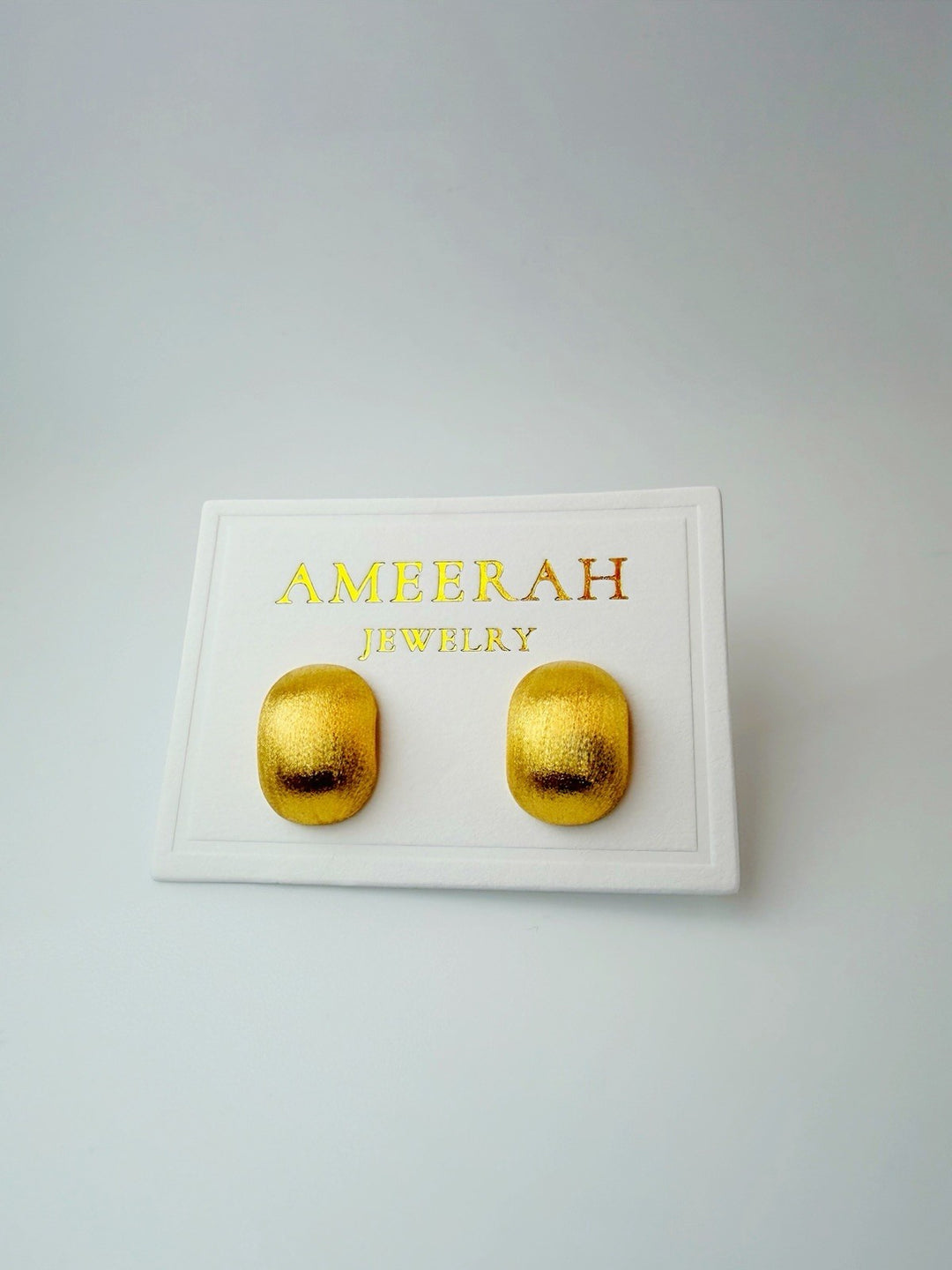 18K Real Gold Cushion Earrings  Lightweight Statement Studs0