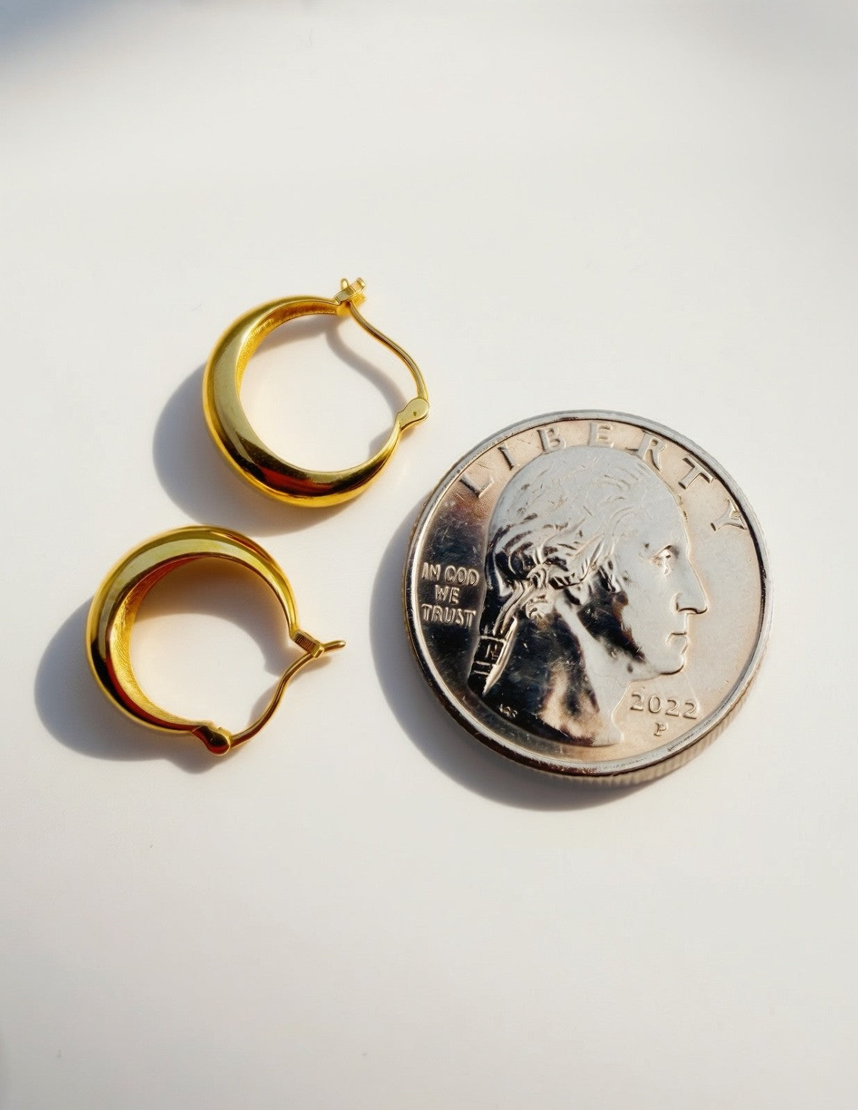 18K Solid Gold Dome Hoop Earrings – 14.5mm Rounded Huggies, Minimalist Dainty1