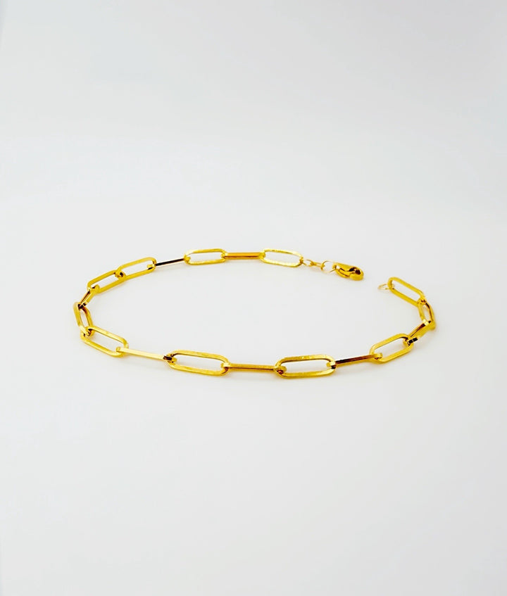 18K Solid Gold Paperclip Bracelet Size 7.5"2