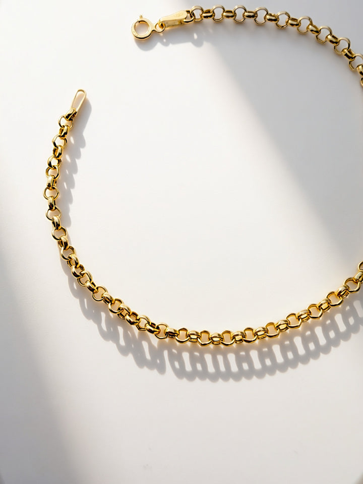 18K Solid Gold Rolo | Tauco Chain Bracelet Size 7.52