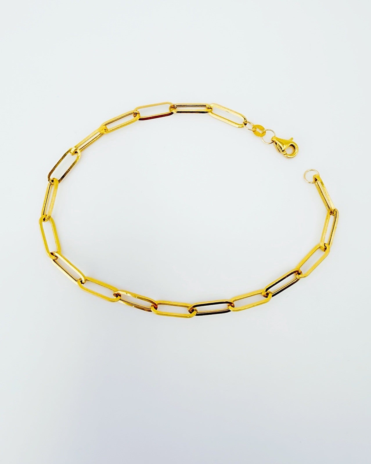 18K Solid Gold Paperclip Bracelet Size 7.5"0