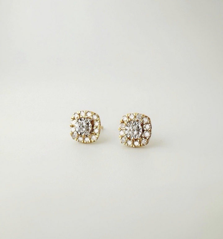 18K Solid Gold Cushion Cut Natural Diamond Earrings 0.30ct Two Tone Jewelry1