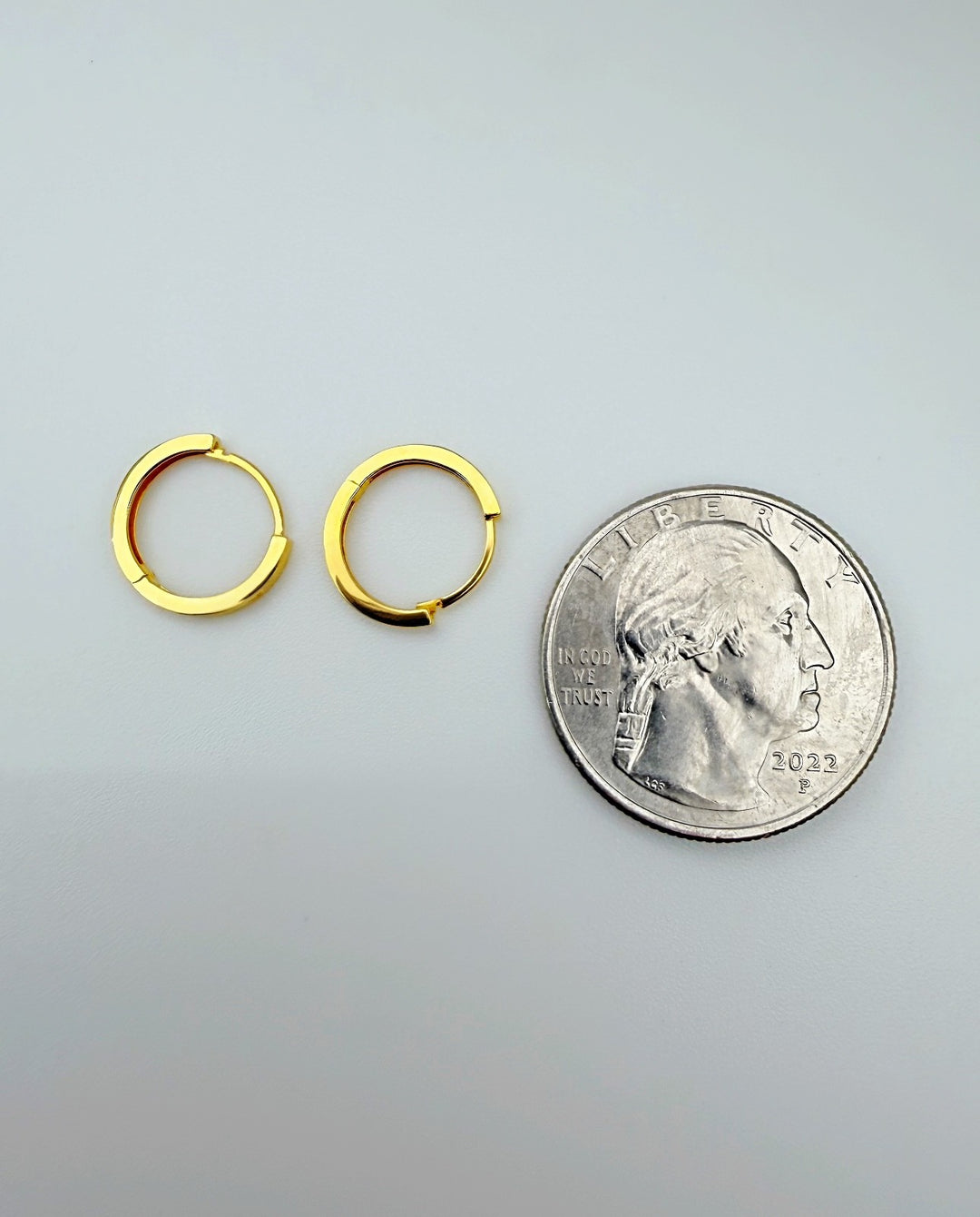18K Solid Gold Huggies 13 mm Hoop Earrings2