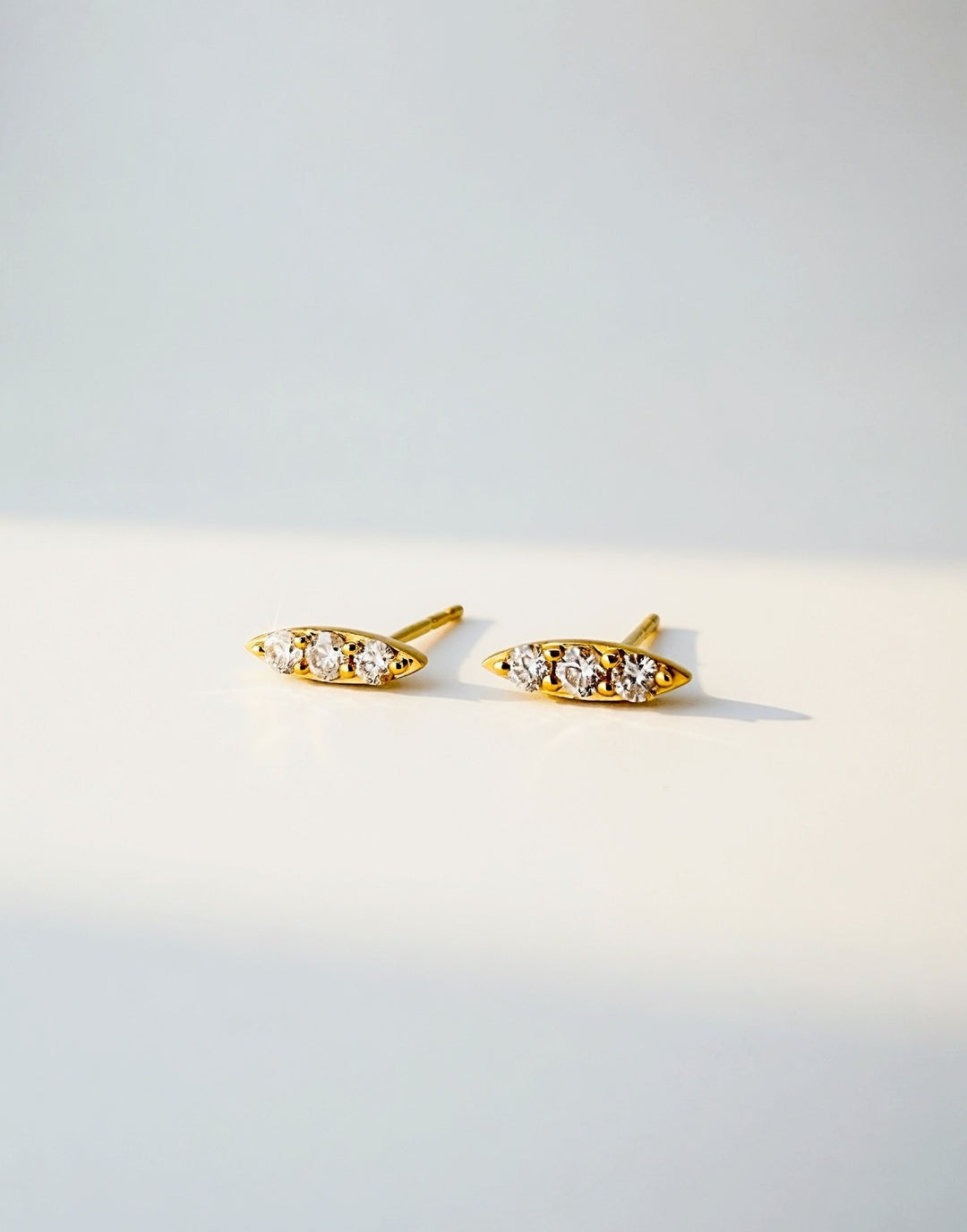 18K Solid Gold Mini Marquise Natural Diamonds Stud Earrings1