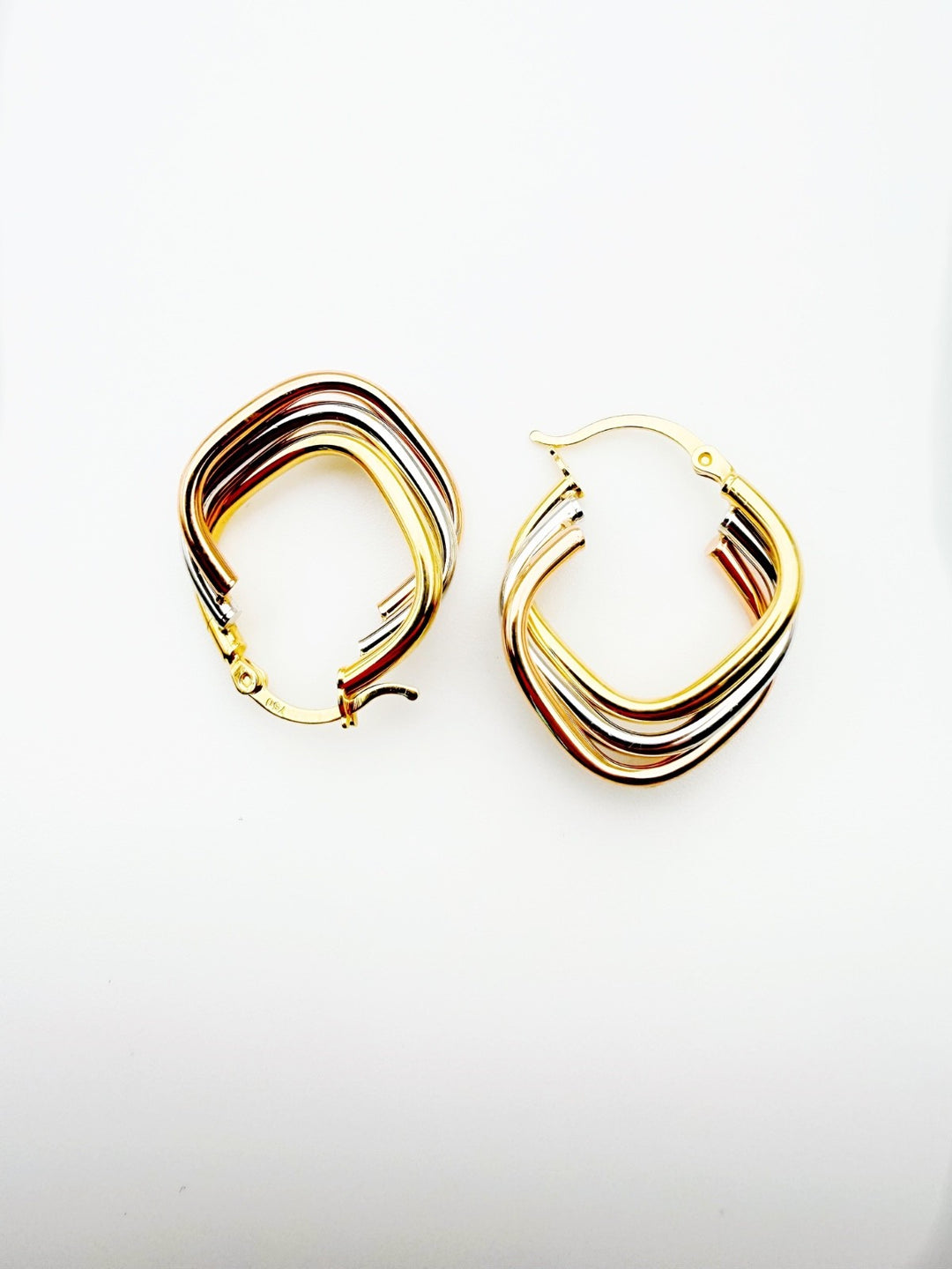 18K Real Gold Tri Color Hoop Earrings Twist Design  Hoops Everyday3