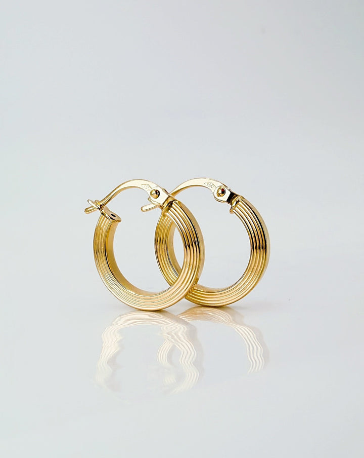 18K Solid Gold Hoop Earrings line Hoops 14mm Minimalist Everyday Gold Jewelry1