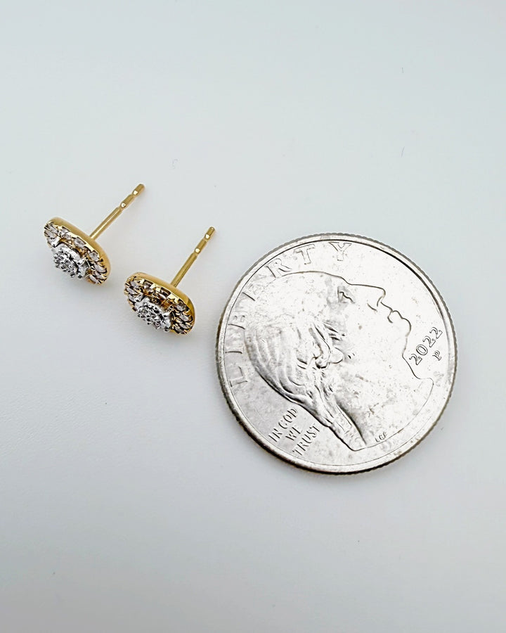 18K Solid Gold Cushion Cut Natural Diamond Earrings 0.30ct Two Tone Jewelry4