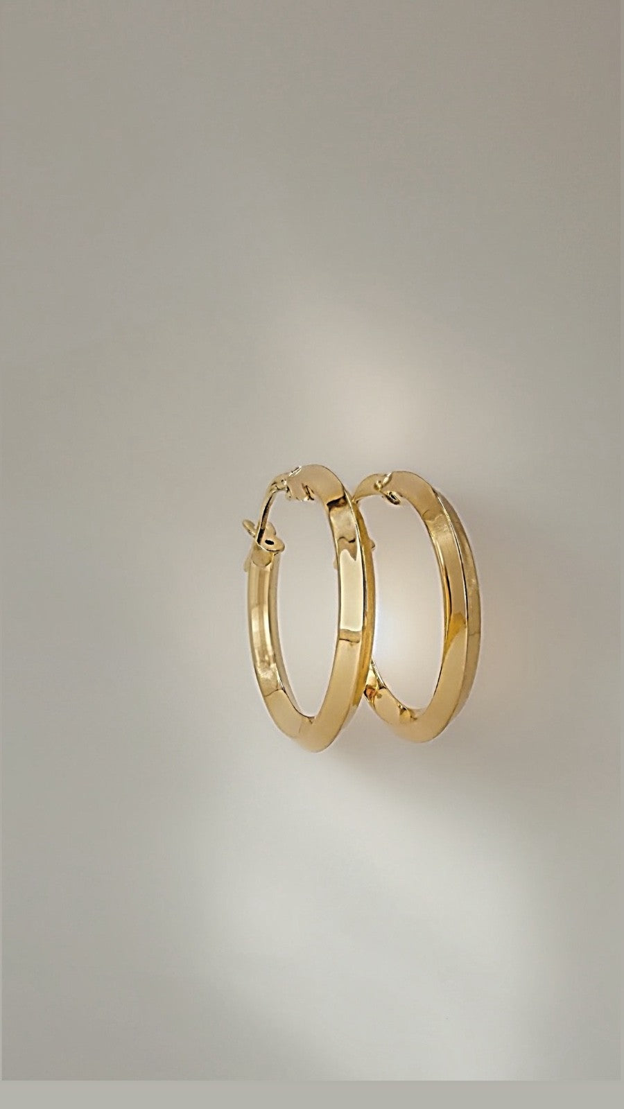 18K Solid Gold Hoop Earrings 20mm Minimalist Lightweight Gift Her0