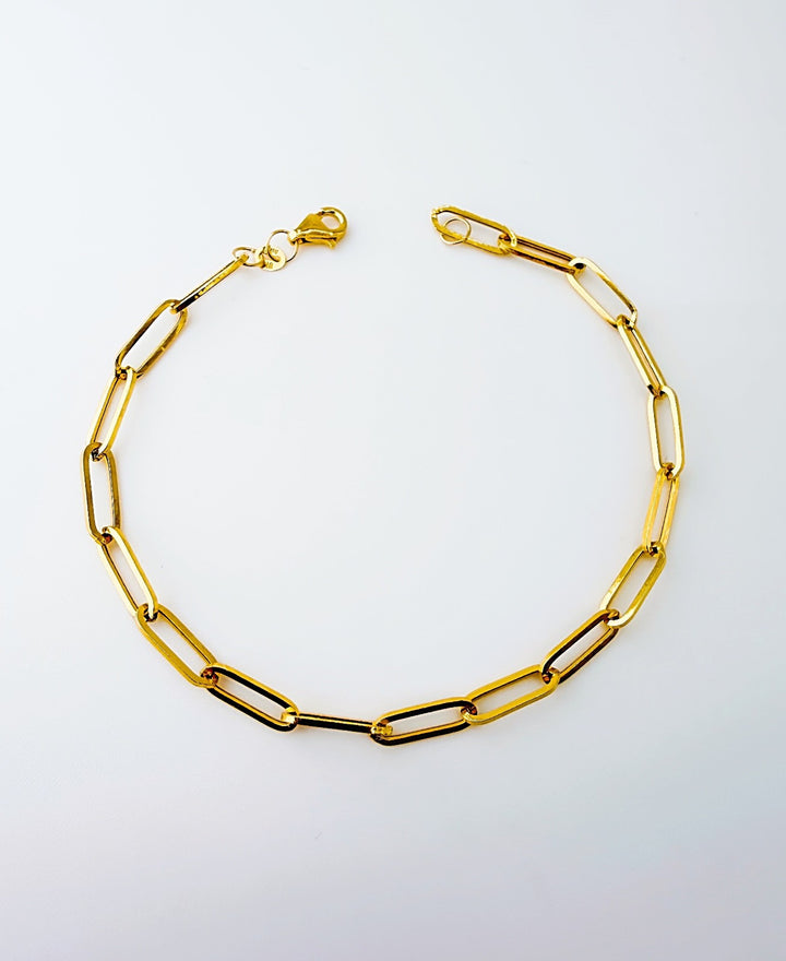 18K Solid Gold Paperclip Bracelet Size 7.5"2