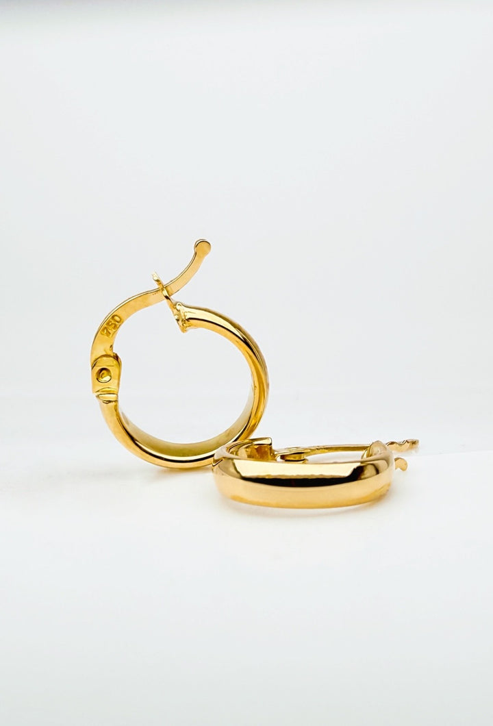 18K Solid Gold Hoop Earrings 13mm  Minimalist Real Gold Gift Her2