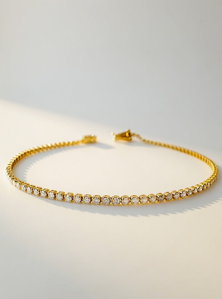 18K Solid Gold Natural Diamond Tennis Bracelet 1 Carat   Fine Jewelry1