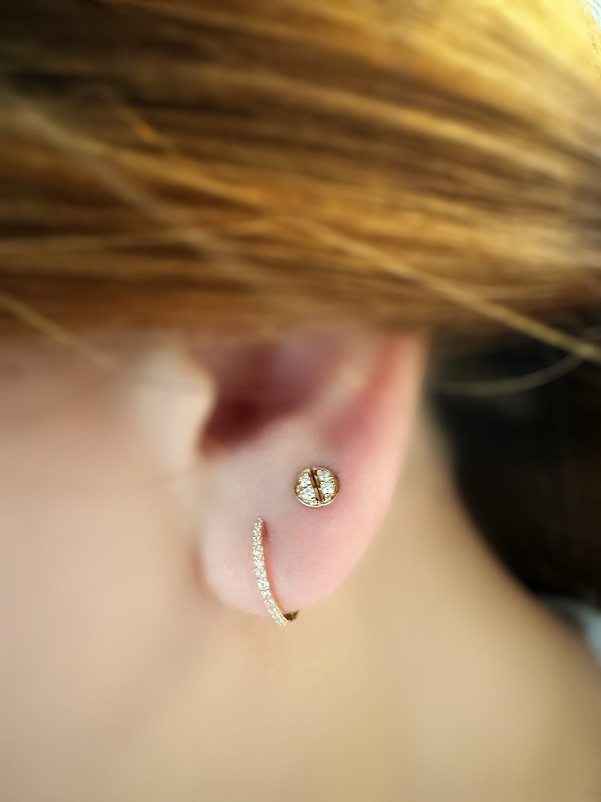 18K Solid Gold Natural Diamond Stud Earrings 0.10ct Minimalist Fine Jewelry0