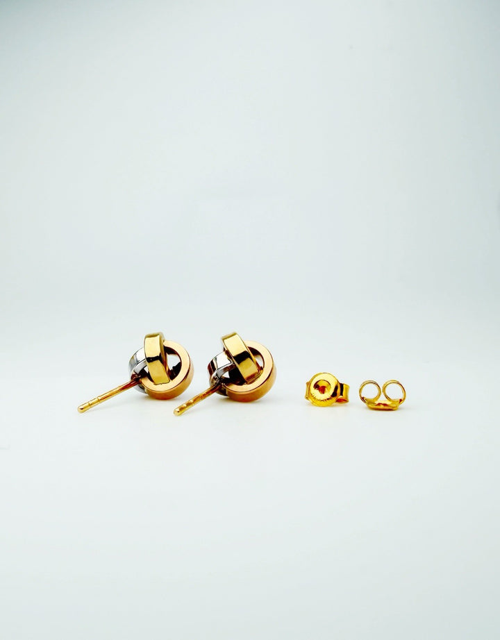 18K Real Gold Knot Stud Earrings | Tri-Color | Japan Gold | Fine JEWELRY2