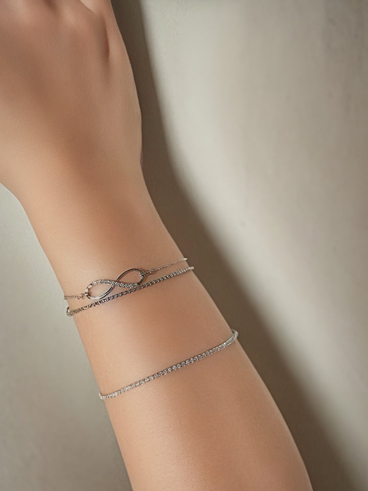 18K Solid Gold Infinity Diamond Bracelet 0.20CT VS Dainty Fine Jewelry Gift8